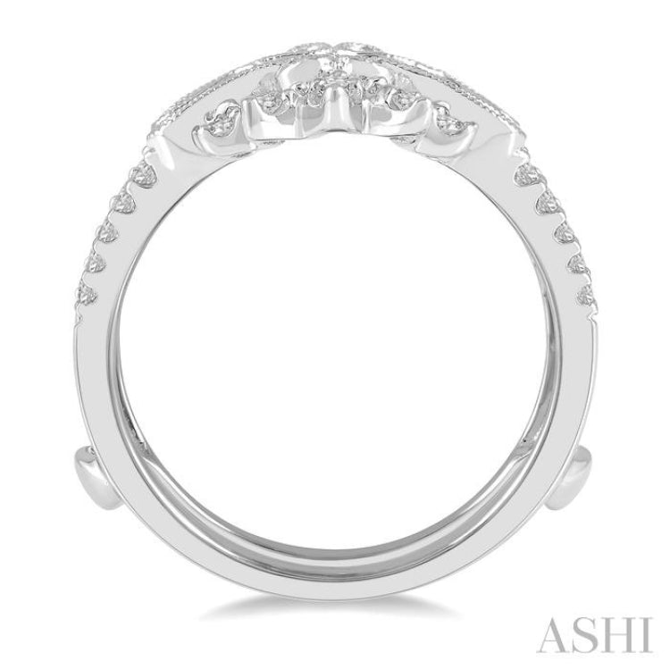 1/2 Ctw Carved Lotus Center Round Cut Diamond Insert Ring in 14K White Gold