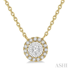 1/6 Ctw Circular Round Cut Diamond Lovebright Pendant With Chain in 14K Yellow and White Gold