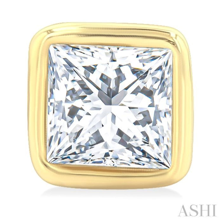 1/5 Ctw Petite Bezel Set Princess Cut Diamond Fashion Stud Earrings in 10K Yellow Gold