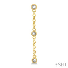 1/6 Ctw Circular Shape 3-Station Round Cut Diamond Drop Earring in 10K Yellow Gold