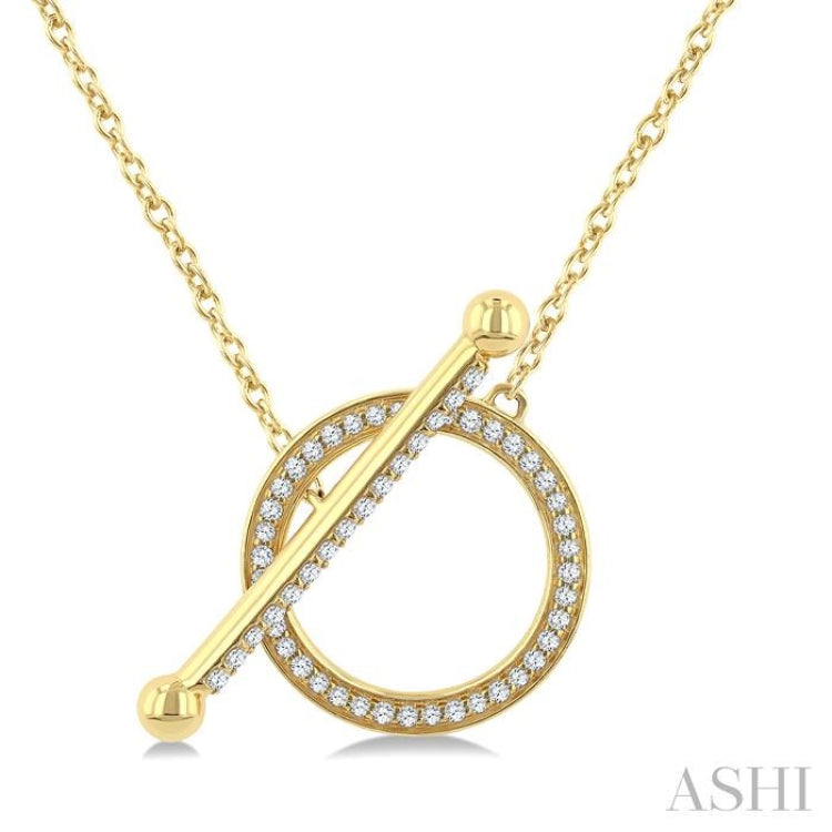 1/3 Ctw Circle Toggle Round Cut Diamond Fashion Necklace in 10K Yellow Gold