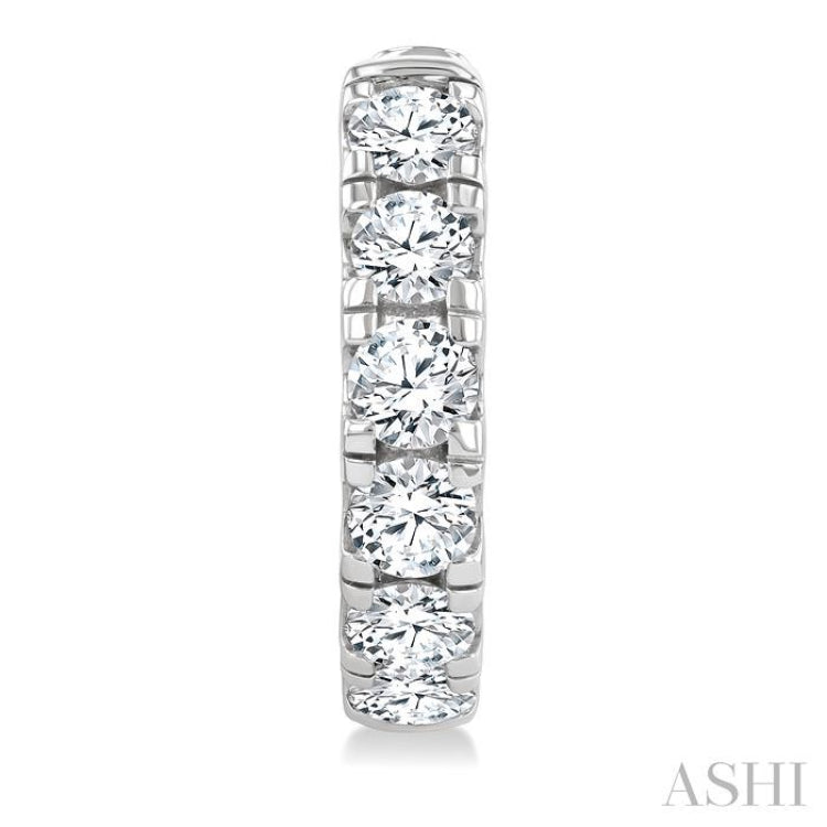 3 Ctw Round Cut Diamond Hoop Earrings in 14K White gold