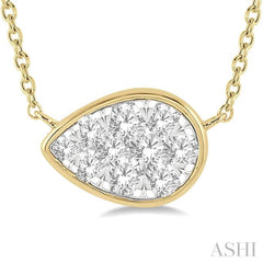 1/3 Ctw Pear Shape Lovebright Diamond Pendant With Chain in 14K Yellow and White Gold