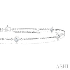 1/2 Ctw Princess Cut Diamond Station Bracelet in 14K White Gold