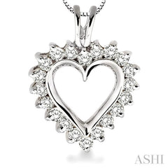 1/2 Ctw Round Cut Diamond Heart Pendant in 14K White Gold with Chain