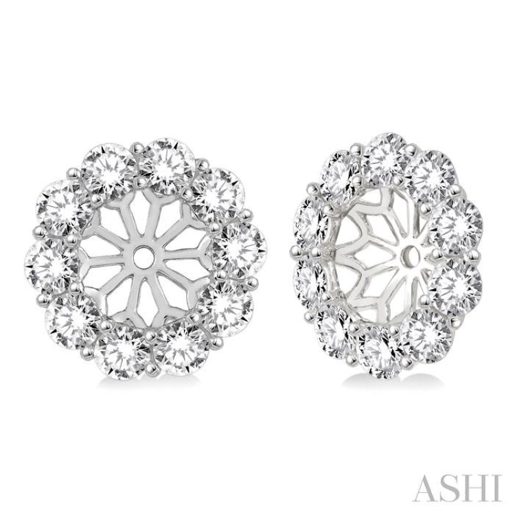 2 Ctw Round Cut Diamond Earrings Jacket in 14K White Gold