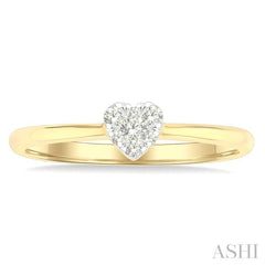 1/10 Ctw Lovebright Petite Heart Shape Round Cut Diamond Fashion Ring in 10K Yellow Gold