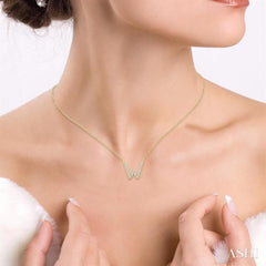 1/20 Ctw Initial 'W' Round Cut Diamond Pendant With Chain in 10K Yellow Gold
