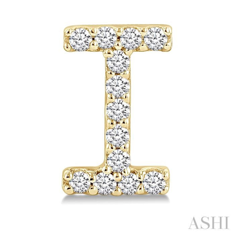 1/10 Ctw Initial 'I' Single Cut Diamond Earrings in 10K Yellow Gold