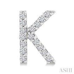 1/10 Ctw Initial 'K' Single Cut Diamond Earrings in 10K White Gold