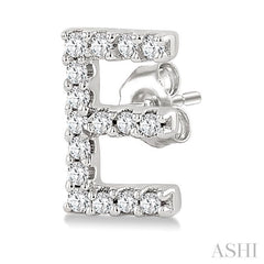 1/10 Ctw Initial 'E' Single Cut Diamond Earrings in 10K White Gold