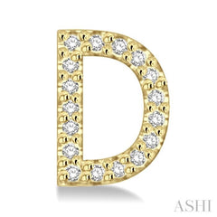 1/10 Ctw Initial 'D' Single Cut Diamond Earrings in 10K Yellow Gold