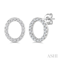 1/10 Ctw Initial 'O' Single Cut Diamond Earrings in 10K White Gold