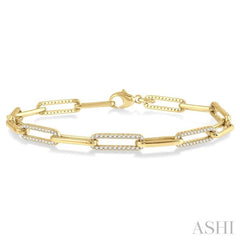 1 Ctw Round Cut Diamond Paperclip Bracelet in 10K Yellow Gold