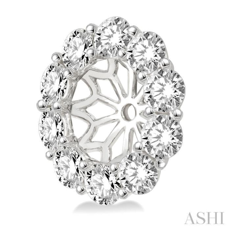 1 1/2 Ctw Round Cut Diamond Earrings Jacket in 14K White Gold