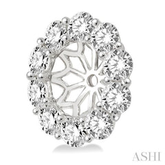 1 1/2 Ctw Round Cut Diamond Earrings Jacket in 14K White Gold