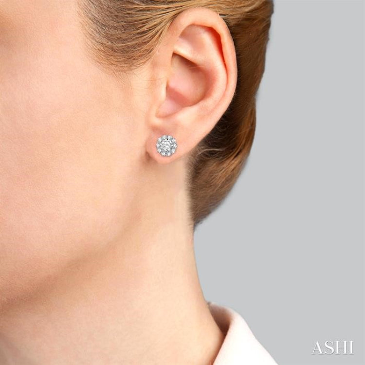 1 1/2 Ctw Round Cut Diamond Earring Jacket in 14K White Gold