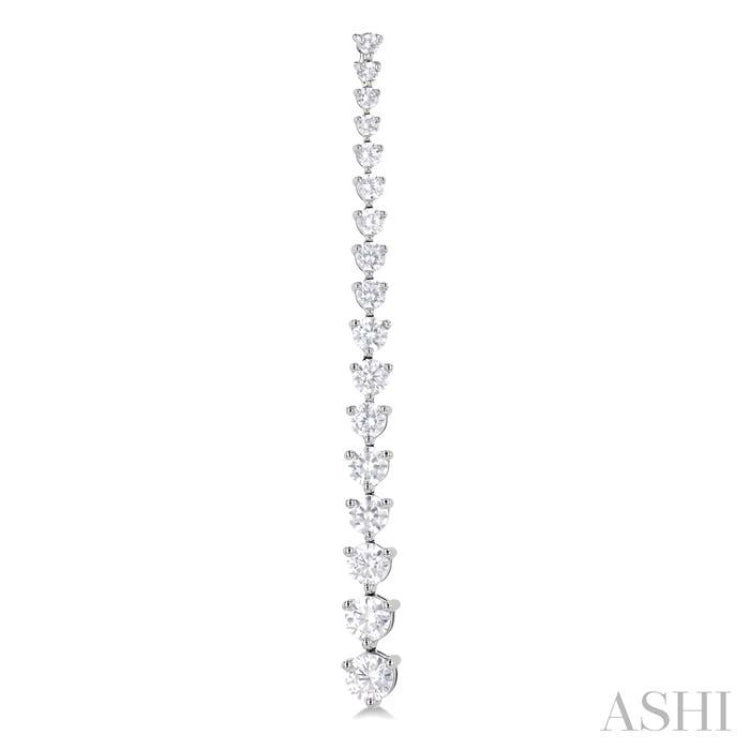 3 Ctw Round Cut Diamond Riviera Drop Earrings in 14K White Gold