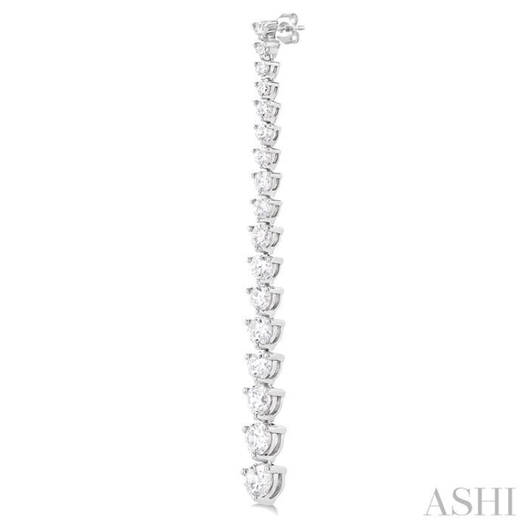 3 Ctw Round Cut Diamond Riviera Drop Earring in 14K White Gold