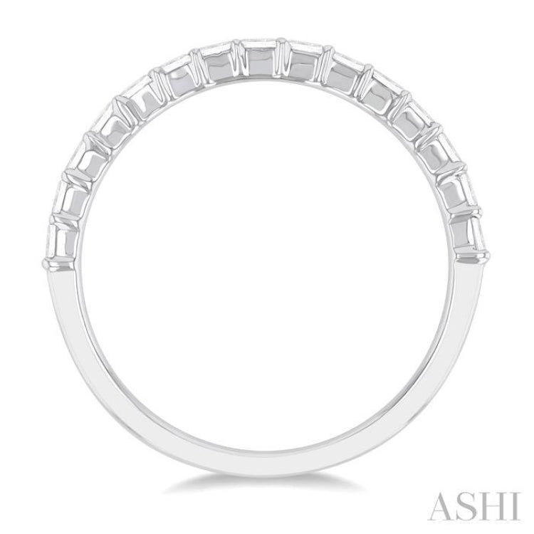 1/4 Ctw Straight Row Baguette Cut Diamond Stackable Fashion Band in 14K White Gold