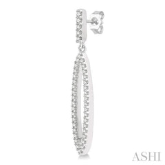 1/4 Ctw Open Marquise Round Cut Diamond Long Earrings in 14K White Gold