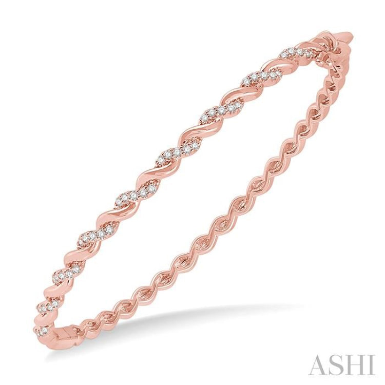 1/3 Ctw Twisted Vine Round Cut Diamond Stackable Bangle in 14K Rose Gold