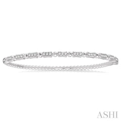 1/2 Ctw Box Link Round Cut Stackable Diamond Bangle in 14K White Gold