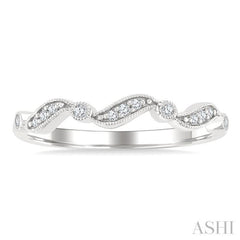 1/10 Ctw Triple Wave Round Cut Diamond Stackable Fashion Band in 10K White gold