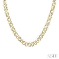 1/4 Ctw Round Cut Diamond Cuban Link Necklace in Yellow Gold Vermeil