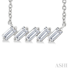 1/4 Ctw Semi-Reclined Baguette Cut Diamond Necklace in 14K White Gold