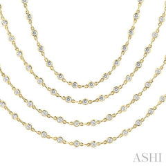 7 Ctw Bezel Set Round Cut Diamond Layered 60-Inch Necklace in 14K Yellow Gold
