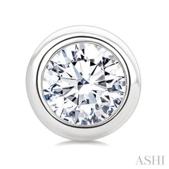 1/3 Ctw Bezel Set Round Cut Diamond Stud Earrings in 14K White Gold