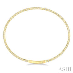 1 Ctw Round Cut Diamond Full way Straight Flex Bangle in 14K Yellow Gold