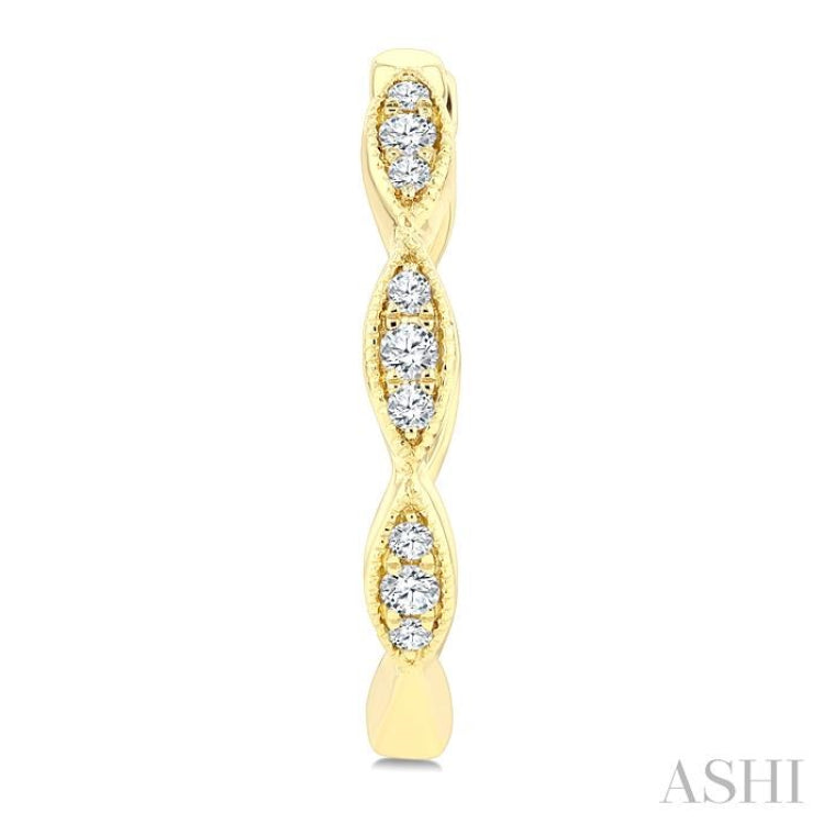 1/6 Ctw Marquise Shape Carving Round Cut Diamond Fashion Hoop Earrings in 10K Yellow Gold