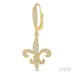 1/2 Ctw Fleur De Lis Motif Round Cut Diamond Earrings in 14K Yellow Gold