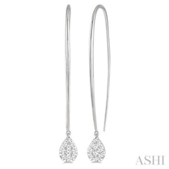 1/2 Ctw Pear Shape Dangler Lovebright Round Cut Diamond Earrings in 14K White Gold