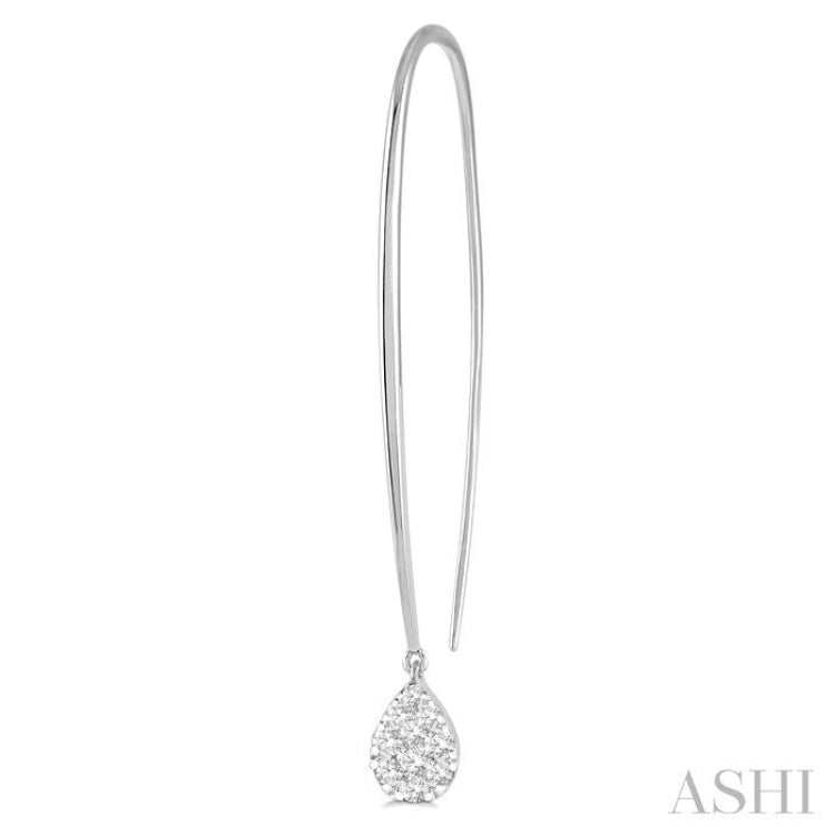 1/2 Ctw Pear Shape Dangler Lovebright Round Cut Diamond Earrings in 14K White Gold