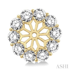 1 1/2 Ctw Round Cut Diamond Earring Jacket in 14K Yellow Gold