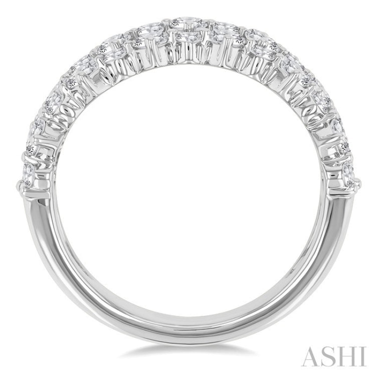 1 1/2 Ctw Triple Row Round Cut Diamond Fashion Band in 14K White Gold