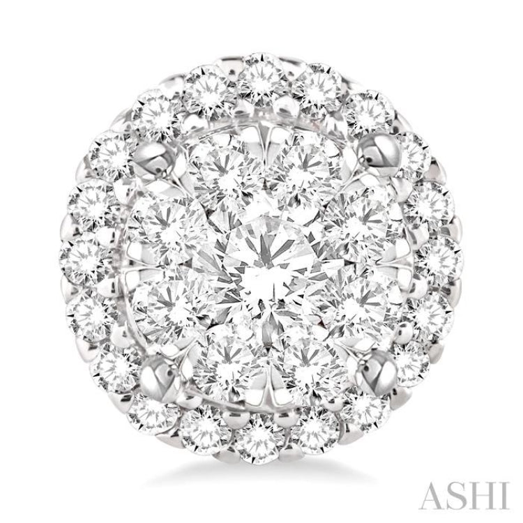 2 Ctw Lovebright Round Cut Diamond Earrings in 14K White Gold