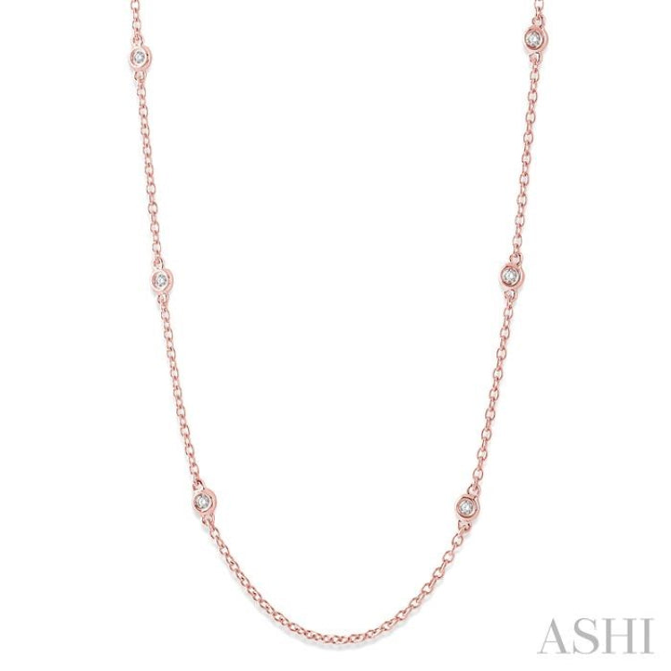 1/5 Ctw Round Cut Diamond Fashion Necklace in 14K Rose Gold