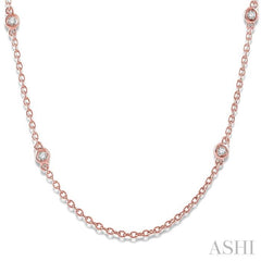 1/5 Ctw Round Cut Diamond Fashion Necklace in 14K Rose Gold