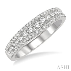 1/2 Ctw Triple Row Round Cut Diamond Wedding Band in 14K White Gold