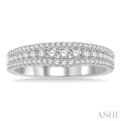 1/2 Ctw Triple Row Round Cut Diamond Wedding Band in 14K White Gold