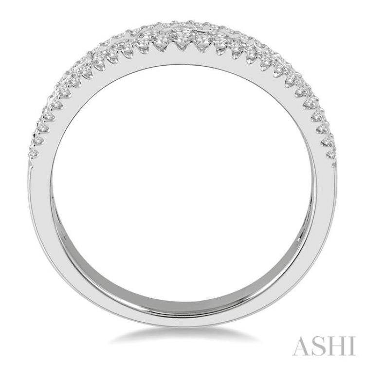 1/2 Ctw Triple Row Round Cut Diamond Wedding Band in 14K White Gold