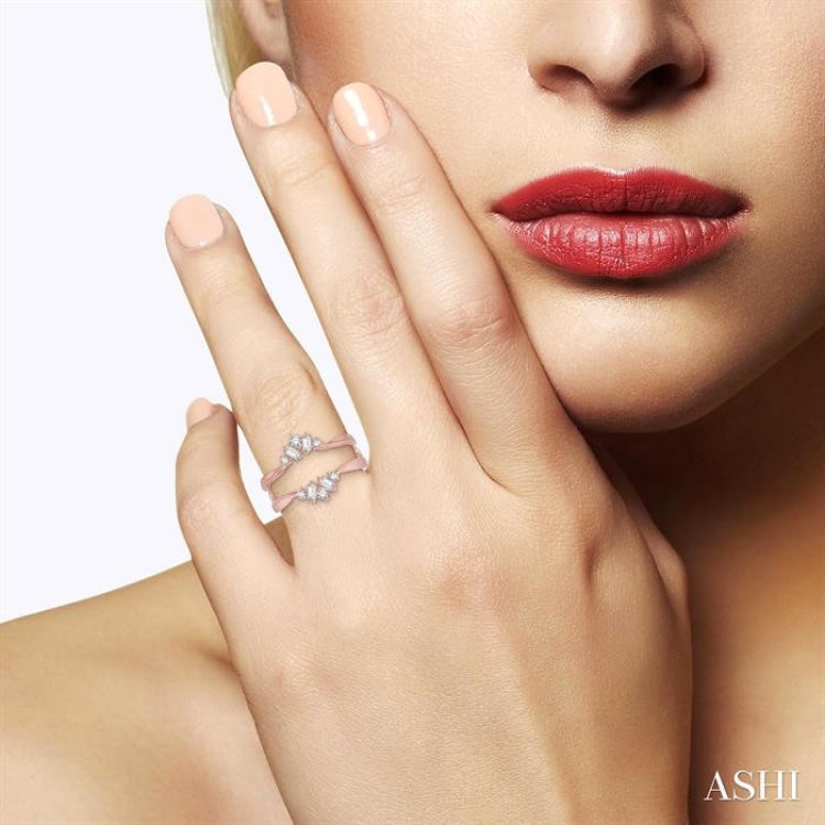 3/8 Ctw Baguette and Round Cut Diamond Insert Ring in 14K Rose Gold
