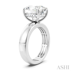 1/8 Ctw Oval Shape Round Cut Diamond Semi-Mount Engagement Ring in 14K White Gold