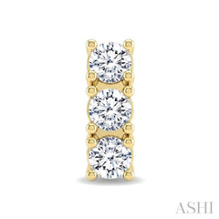 1/2 Ctw 3-Stone Round Cut Diamond Fashion Earrings in 14K Yellow Gold
