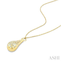 1/5 Ctw Round Cut Diamond Bold Aeris Gold Mosaic Drop Pendant With Chain in 14K Yellow Gold