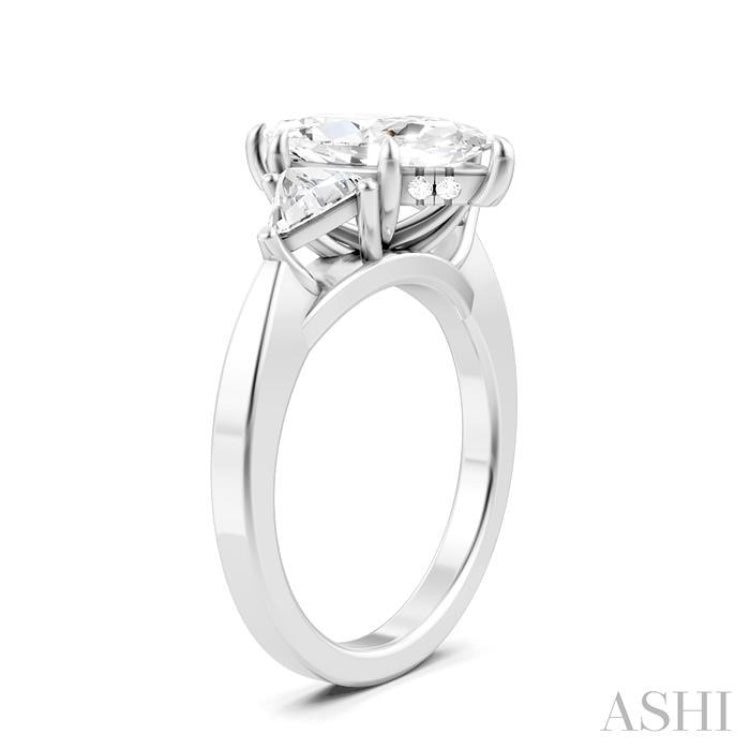 1/2 Ctw Marquise Shape Trillion and Round Cut Diamond Semi-Mount Engagement Ring in 14K White Gold